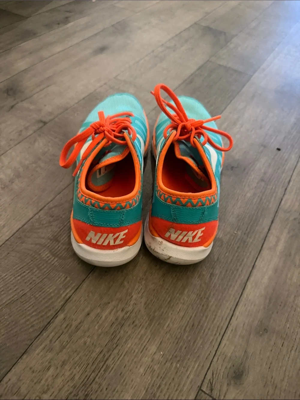 Nike Turquoise and Orange Women's Athletic Sneakers
